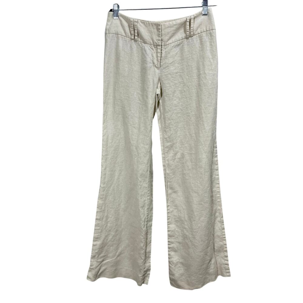 INC International Concepts Wide-leg Linen Trousers Beige Boho Women's Size 4